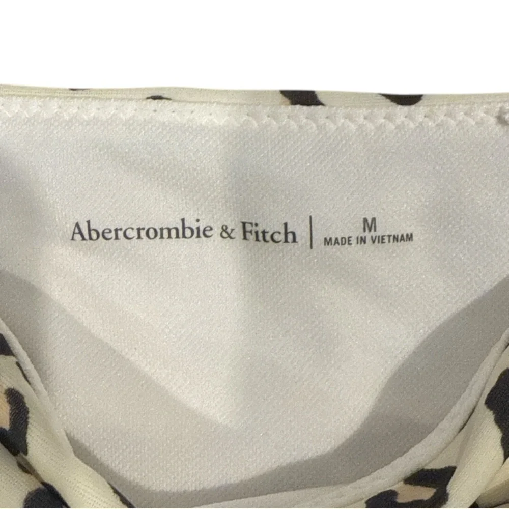 EUC - Abercrombie & Fitch High Waisted One Shoulder Bikini - Cheetah - Medium